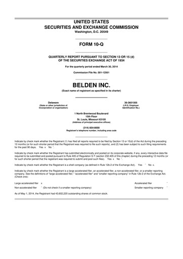 Thumbnail Belden 10-Q Quarterly Report FY2014 