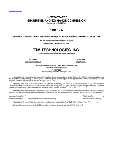 Thumbnail TTM Technologies
 10-Q Quarterly Report FY2014 