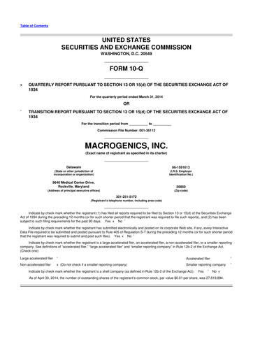 Thumbnail MacroGenics 10-Q Quarterly Report FY2014 