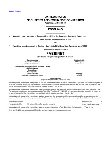 Thumbnail Fabrinet
 10-Q Quarterly Report FY2014 