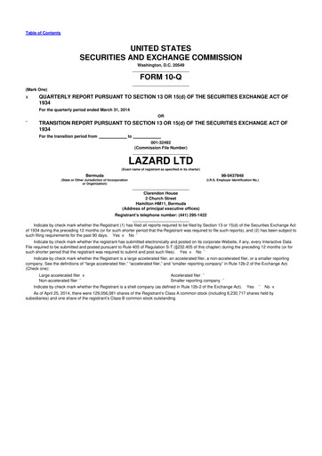 Thumbnail Lazard 10-Q Quarterly Report FY2014 