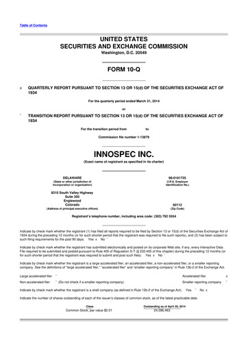 Thumbnail Innospec 10-Q Quarterly Report FY2014 