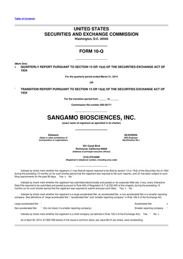 Thumbnail Sangamo Therapeutics
 10-Q Quarterly Report FY2014 