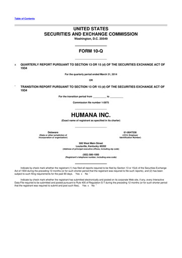 Vorschaubild Humana 10-Q Quartalsbericht 2014 