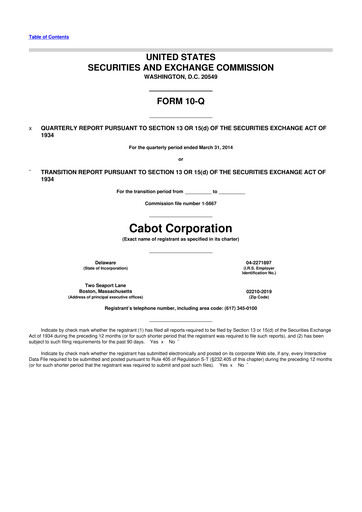 Thumbnail Cabot Corporation
 10-Q Quarterly Report FY2014 