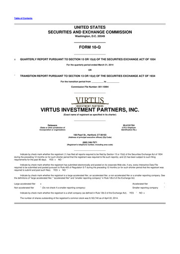 Vorschaubild Virtus Investment Partners 10-Q Quartalsbericht 2014 