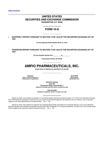 Thumbnail Ampio Pharmaceuticals 10-Q Quarterly Report FY2014 