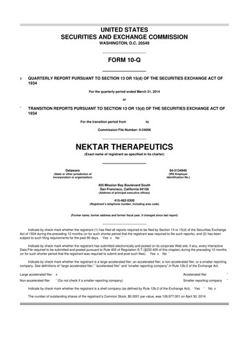 Thumbnail Nektar Therapeutics
 10-Q Quarterly Report FY2014 