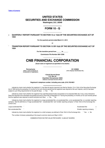 Thumbnail CNB Financial Corp 10-Q Quarterly Report FY2014 
