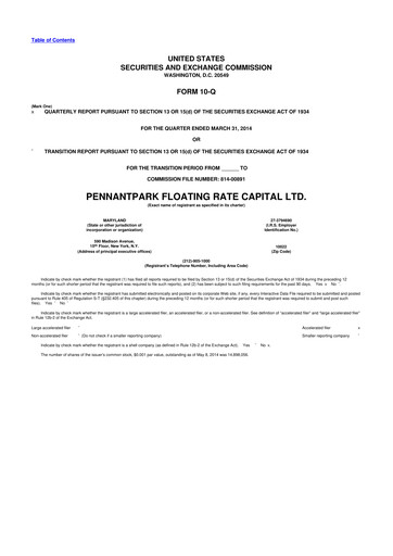 Thumbnail PennantPark Floating Rate Capital Ltd.
 10-Q Quarterly Report FY 