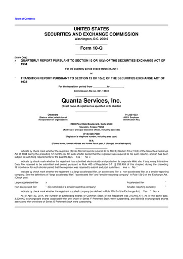 Thumbnail Quanta Services
 10-Q Quarterly Report FY2014 
