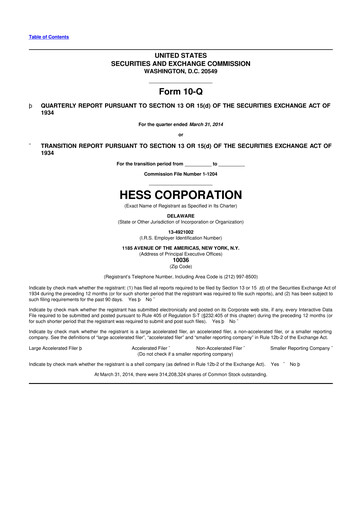 Vorschaubild Hess 10-Q Quartalsbericht 2014 