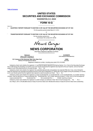 Thumbnail News Corp 10-Q Quarterly Report FY2014 