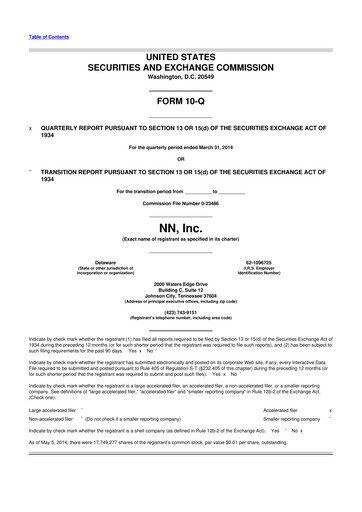 Thumbnail NN, Inc.
 10-Q Quarterly Report FY 