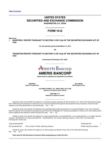 Thumbnail Ameris Bancorp
 10-Q Quarterly Report FY2014 