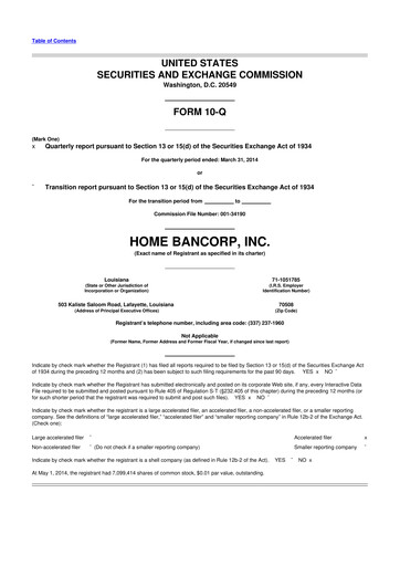 Thumbnail Home Bancorp
 10-Q Quarterly Report FY2014 