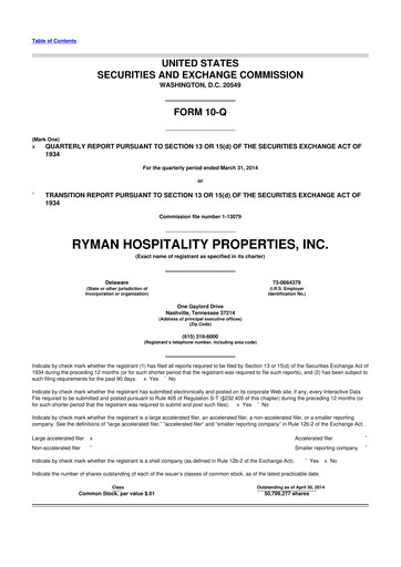 Vorschaubild Ryman Hospitality Properties 10-Q Quartalsbericht 2014 