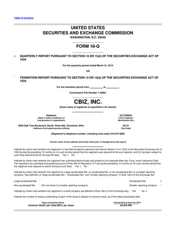 Thumbnail CBIZ 10-Q Quarterly Report FY2014 