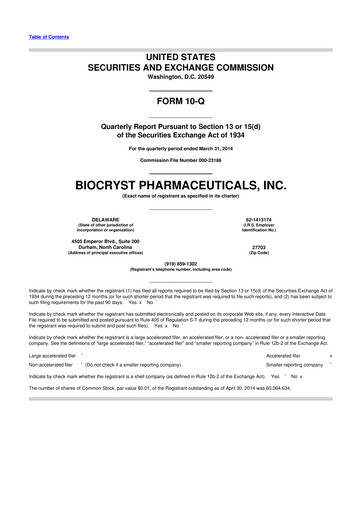Thumbnail BioCryst Pharmaceuticals
 10-Q Quarterly Report FY2014 