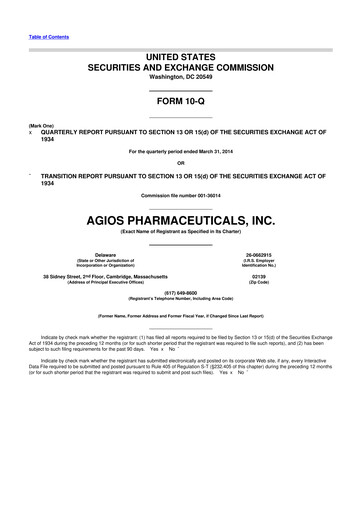 Miniature Agios Pharmaceuticals
 10-Q Rapport trimestriel 2014 