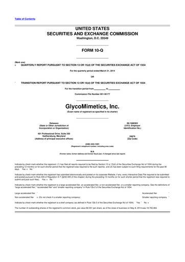 Thumbnail GlycoMimetics
 10-Q Quarterly Report FY2014 