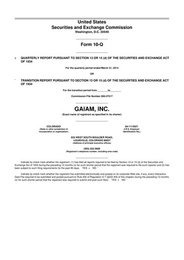 Thumbnail Gaia 10-Q Quarterly Report FY2014 