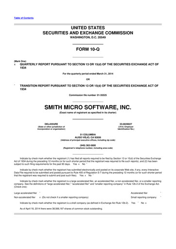 Thumbnail Smith Micro Software
 10-Q Quarterly Report FY2014 