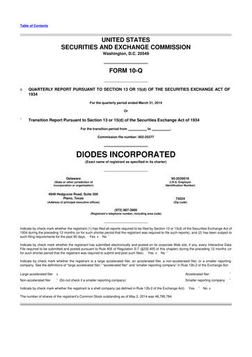 Thumbnail Diodes Incorporated 10-Q Quarterly Report FY2014 
