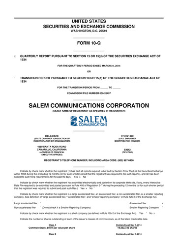 Thumbnail Salem Media Group
 10-Q Quarterly Report FY2014 