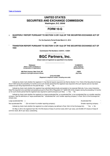 Thumbnail BGC Group
 10-Q Quarterly Report FY2014 