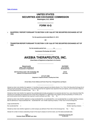 Thumbnail Akebia Therapeutics 10-Q Quarterly Report FY2014 