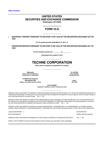 Miniature Bio-Techne 10-Q Rapport trimestriel 2014 