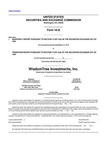 Thumbnail WisdomTree
 10-Q Quarterly Report FY2014 