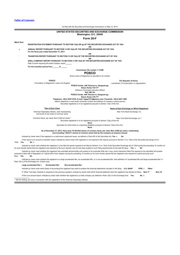 Miniature POSCO 20-F Rapport annuel 