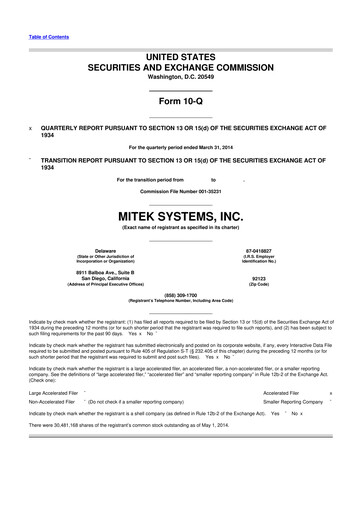 Thumbnail Mitek Systems
 10-Q Quarterly Report FY2014 