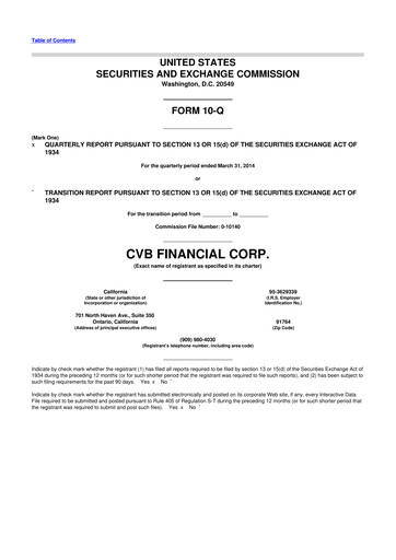 Thumbnail CVB Financial 10-Q Quarterly Report FY2014 
