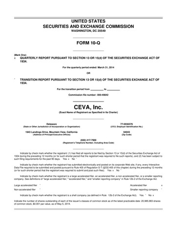 Thumbnail CEVA
 10-Q Quarterly Report FY2014 