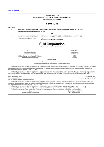 Thumbnail SLM Corporation (Sallie Mae) 10-Q Quarterly Report FY2014 