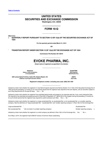 Thumbnail Evoke Pharma
 10-Q Quarterly Report FY2014 