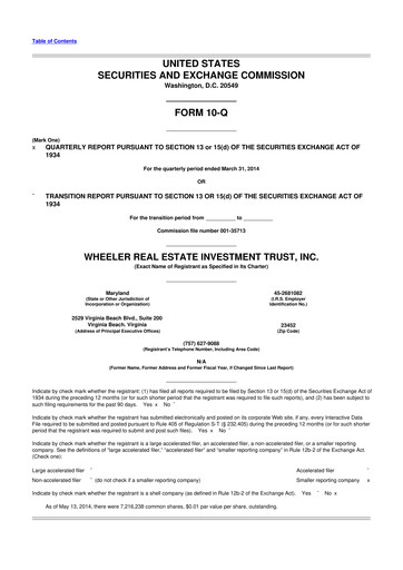 Vorschaubild Wheeler Real Estate Investment Trust 10-Q Quartalsbericht 2014 