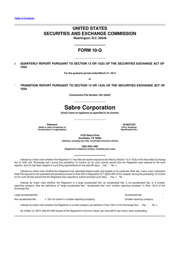 Miniature Sabre 10-Q Rapport trimestriel 2014 