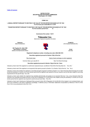 Miniature Tidewater 10-K Rapport annuel 2014