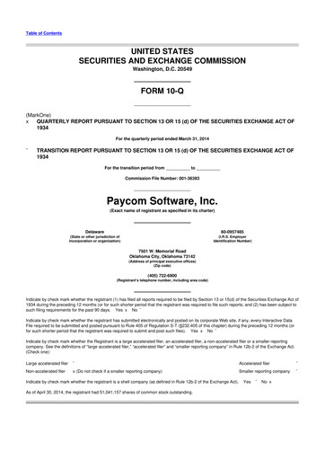 Miniature Paycom
 10-Q Rapport trimestriel  