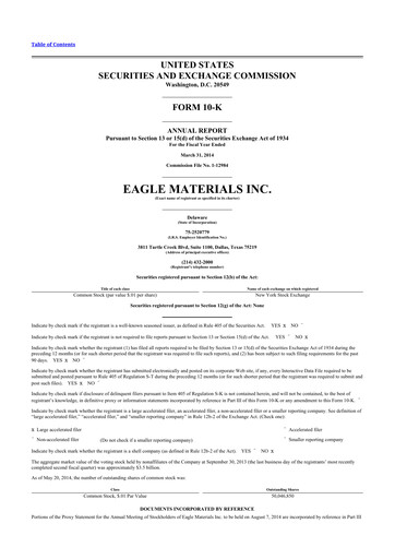 Thumbnail Eagle Materials
 10-K Annual Report 2014