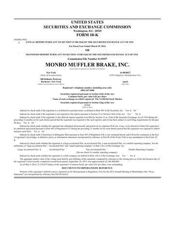 Thumbnail Monro 10-K Annual Report 2014