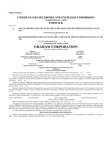 Thumbnail Graham Corporation
 10-K Annual Report 2014