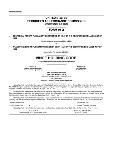 Thumbnail Vince Holding 10-Q Quarterly Report FY2014 