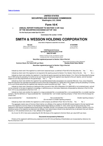 Miniature Smith & Wesson 10-K Rapport annuel 2014