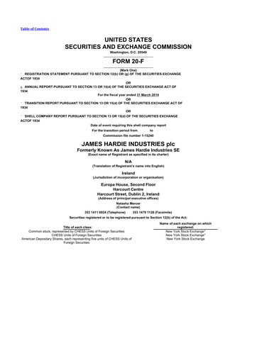 Miniature James Hardie Industries
 20-F Rapport annuel 2014