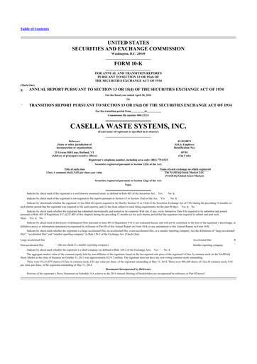 Thumbnail Casella Waste Systems
 10-K Annual Report 2014